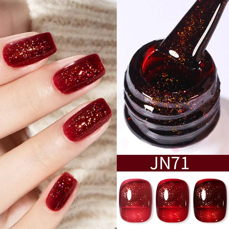 BORN PRETTY 10ml Blood Red Jelly Gel Nail Polish Halloween Nails Art Gel Polish Sheer Translucent Nail Gel for Winter Manicure Blushimmer