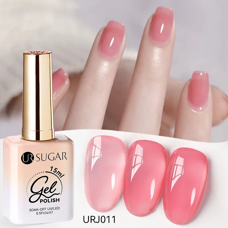 UR SUGAR 15ml Jelly Milky White Translucent Color Gel Polish Semi Permanent UV Gel Nail Art Soak Off Gel Varnish Latest Fashion Blushimmer