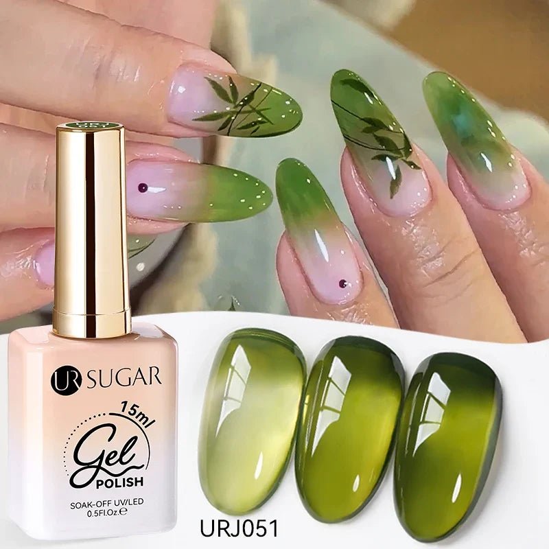 UR SUGAR 15ml Jelly Milky White Translucent Color Gel Polish Semi Permanent UV Gel Nail Art Soak Off Gel Varnish Latest Fashion Blushimmer