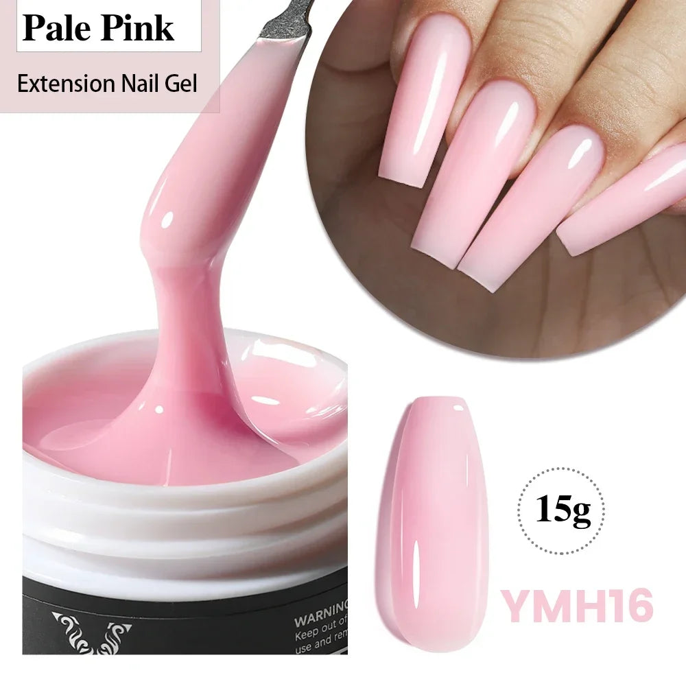 YOKEFELLOW 15g Jelly Extension Gel Nail Polish Nude Pink Clear Building Construct Extend Gel Soak Off UV LED Acrylic Gel Varnish Blushimmer