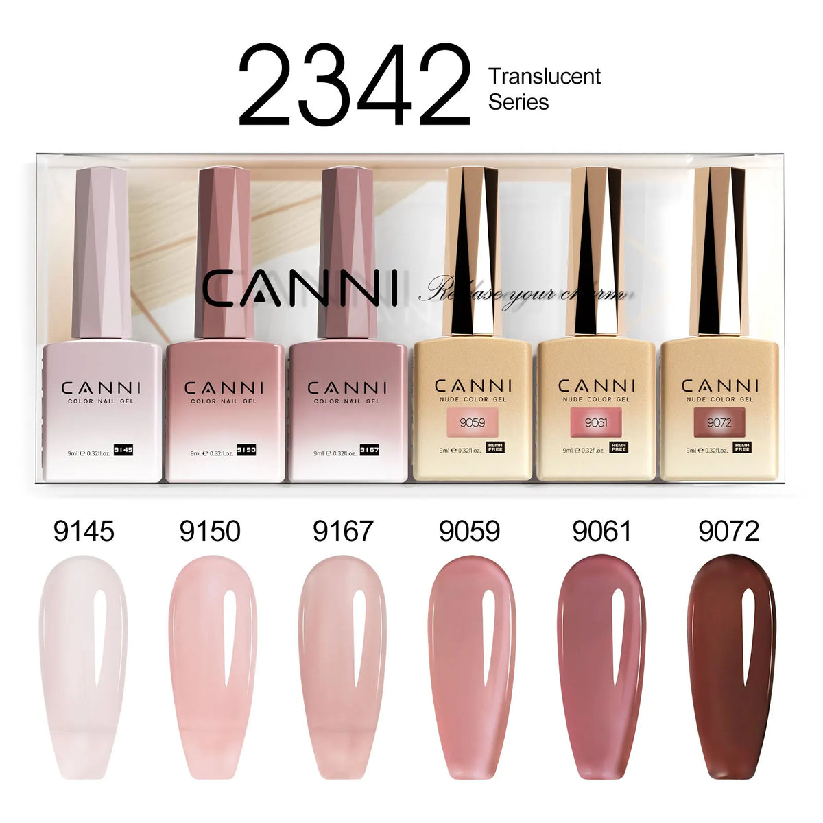 6pcs*9ml CANNI HEMA FREE Nail Gel Polish Set Gorgeous Color Semi Permanent Pigmented Painting Gel Soak off UV LED Gel Nails Kit Blushimmer