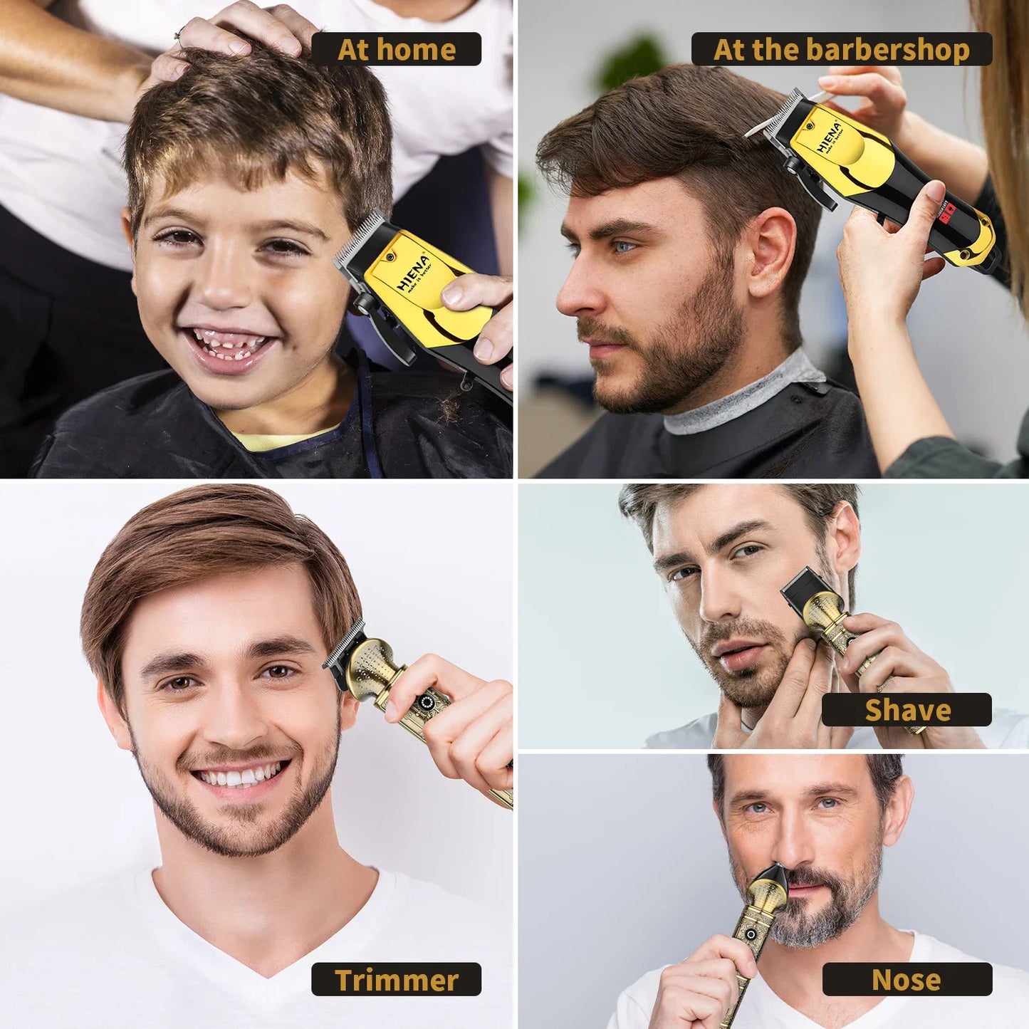 hiena Professional Barber Fade Clippers 0mm Zero Gapped Edgers Hair Trimmer Electric Men Bald Head Finish Hair Cutting Machine Noventix