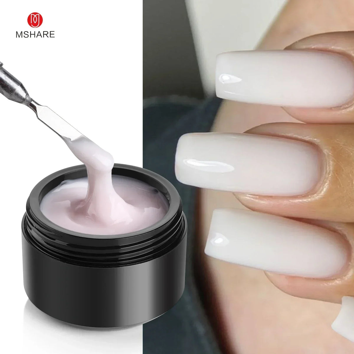MSHARE 50ml Natural Nails Gel Builder Nalil Tpo Free Self Leveling Gel for Nail Extension Construction Pink Shade UV Led Gel Blushimmer