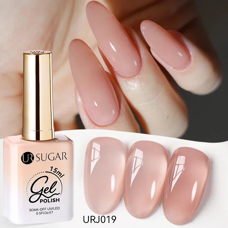 UR SUGAR 15ml Jelly Milky White Translucent Color Gel Polish Semi Permanent UV Gel Nail Art Soak Off Gel Varnish Latest Fashion Blushimmer