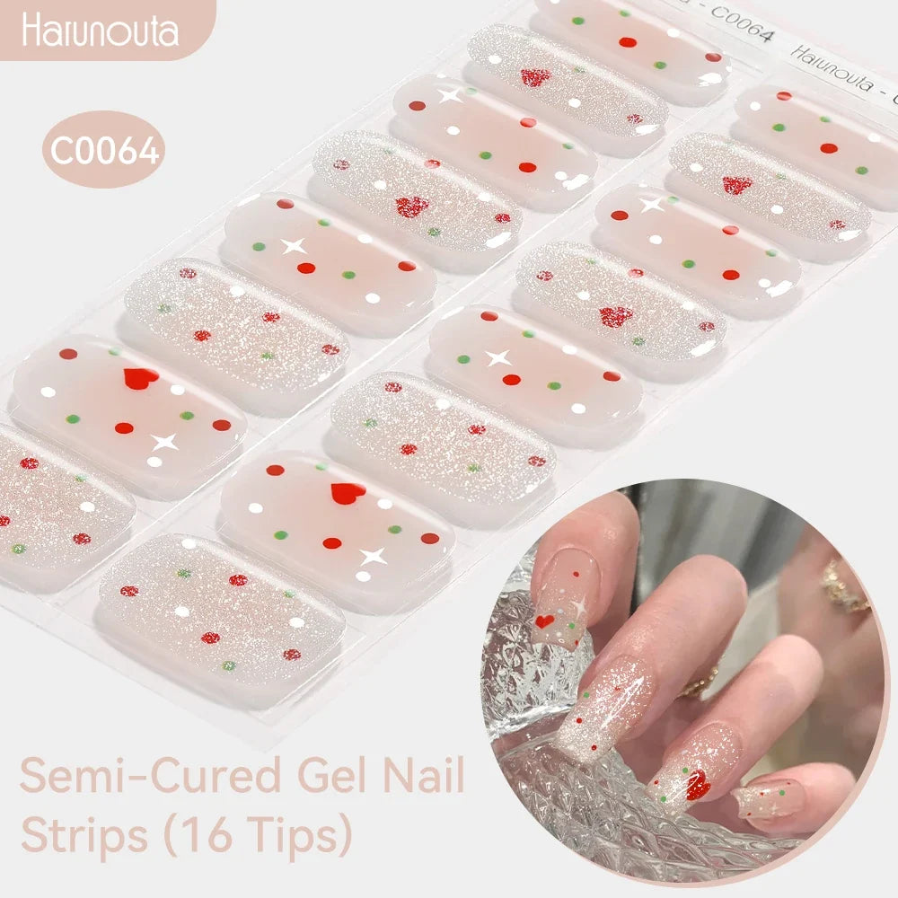 Gradient Auroras Semi Cured Gel Nail Strips Sparkly Shinning DIY Gel Polish Stickers for Nails Works with UV/LED Nail Lamps Blushimmer