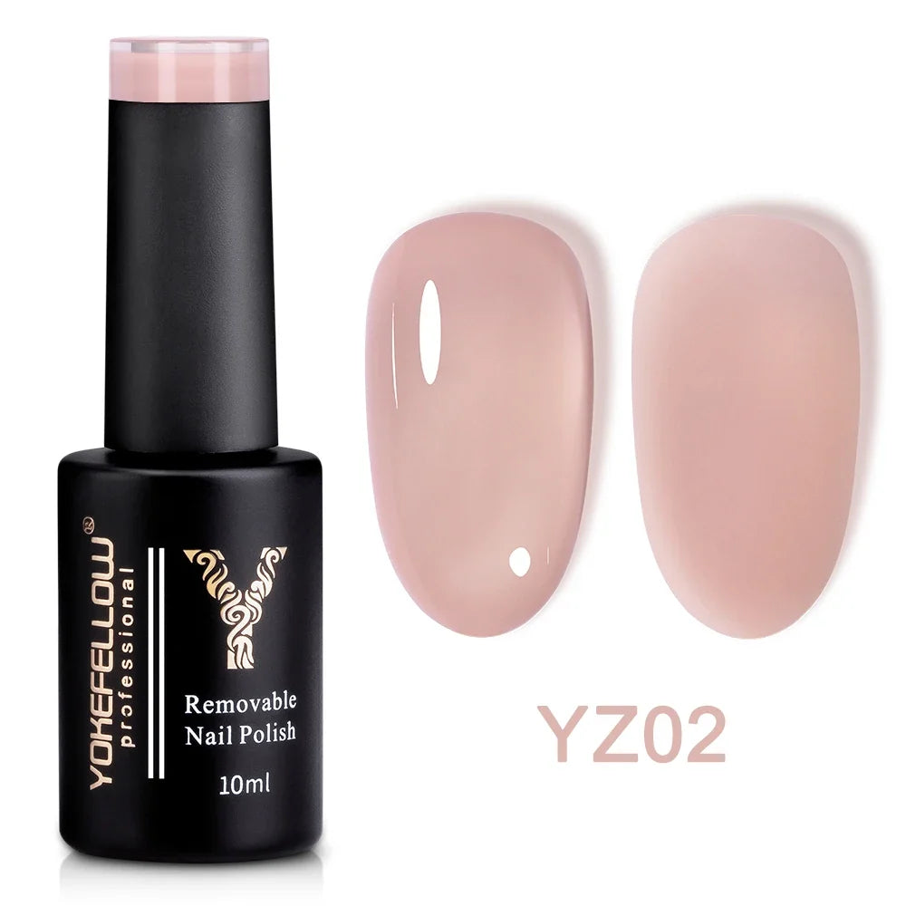 YOKEFELLOW 10ml Jelly Nude Gel Nail Polish High Quality Translucent Pink Nail Gel Varnish Soak Off UV Gel Polish Long Lasting Blushimmer