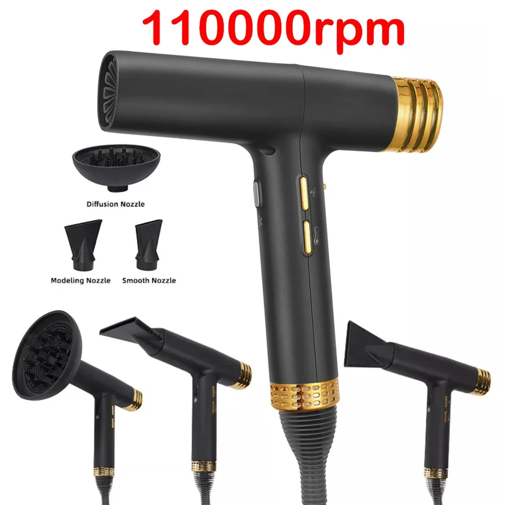 110000rpm Brushless Professional Hair Dryer Negative Ion Blower High FLIPSTYLEZLLC