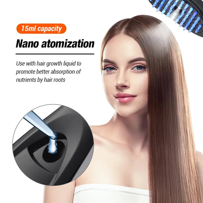 Sonic Vibration Scalp Massager Red Light Therapy Head Massage Comb Anti Hair Loss Anion Spray Hair Growth Brush Stress Relief Noventix