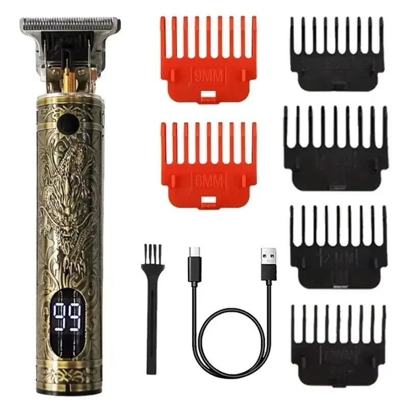 Men's Vintage Hair Trimmer T9 Carving Rechargeable Barber Electric Professional Hair Clipper Beard Trimmer/Metal Haircut Clipper Noventix