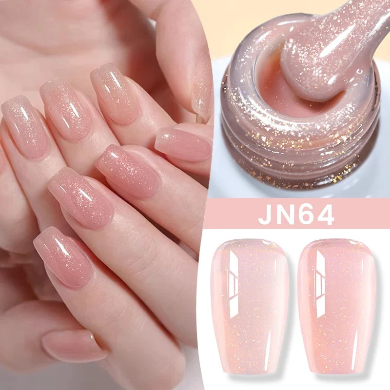 BORN PRETTY Jelly Nude Gel Nail Polish 10ml Light Pink Peach Translucent Color UV Light Cure Gel Varnish Nail Art DIY at Home Blushimmer