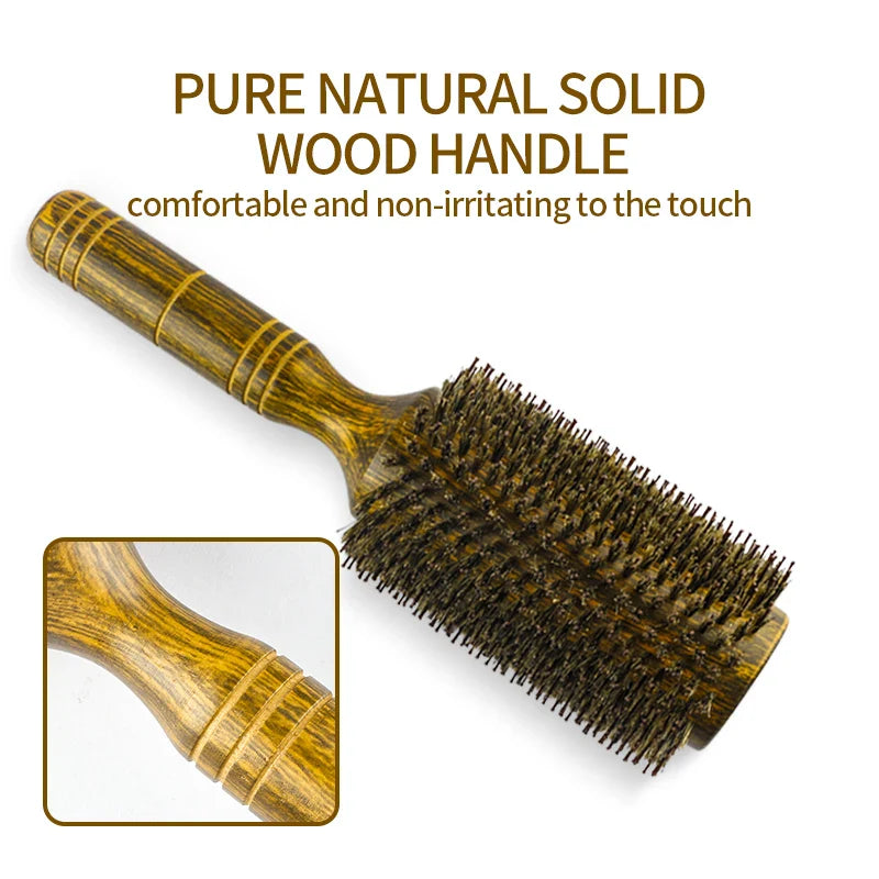 Professional Boar Bristle Round Hair Brush for Women and Men Hair Styling Comb Salon Hairdressing Hairdresser Wood Round Brush WTN Essentials