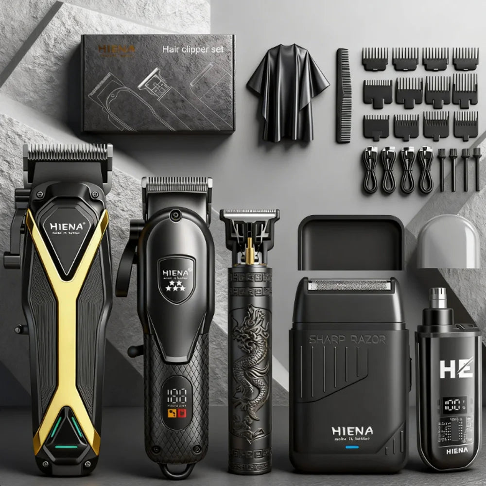 1/2/3/5-Piece Cordless Professional Men's Grooming Set Cordless Rechargeable hair Shaver trimmer Portable PrecisionTools Noventix