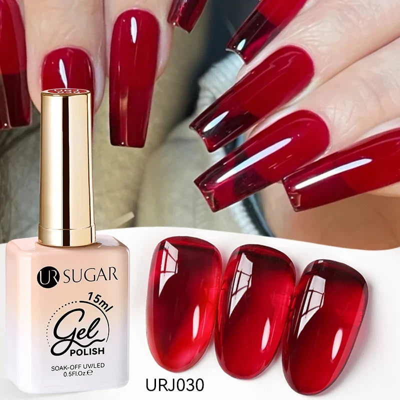 UR SUGAR 15ml Jelly Milky White Translucent Color Gel Polish Semi Permanent UV Gel Nail Art Soak Off Gel Varnish Latest Fashion Blushimmer