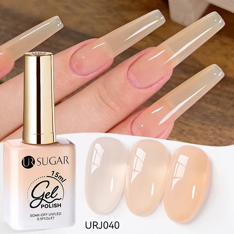 UR SUGAR 15ml Jelly Milky White Translucent Color Gel Polish Semi Permanent UV Gel Nail Art Soak Off Gel Varnish Latest Fashion Blushimmer