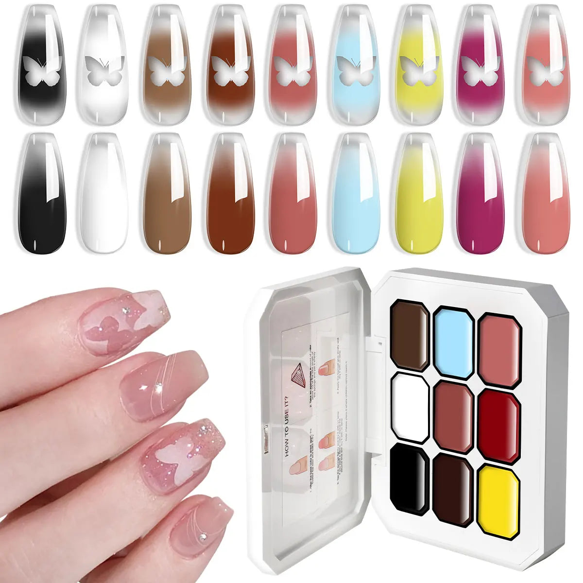 LIMEGIRL 9 Color Gradient Painting Gel Nail Art Gradient Color DIY Design Gel Quick Flower Paint Engraving Gel Nail Polish Blushimmer