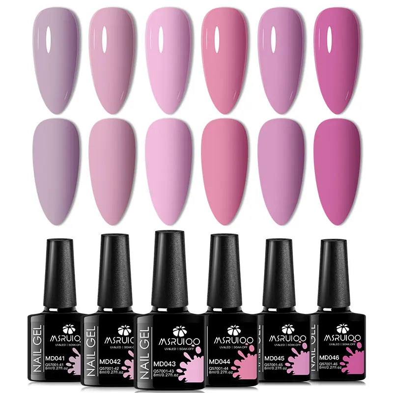 6pc Nail Gel Polish Set All-Season Ultra Pigmented Semi Permanent UV Painting Gel For Nails Salon DIY Manicure Varnish Design Blushimmer