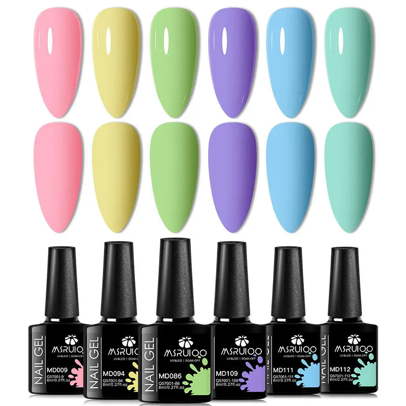 6pc Nail Gel Polish Set All-Season Ultra Pigmented Semi Permanent UV Painting Gel For Nails Salon DIY Manicure Varnish Design Blushimmer