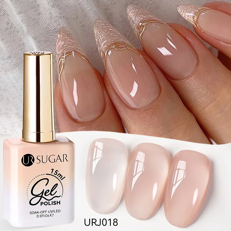 UR SUGAR 15ml Jelly Milky White Translucent Color Gel Polish Semi Permanent UV Gel Nail Art Soak Off Gel Varnish Latest Fashion Blushimmer