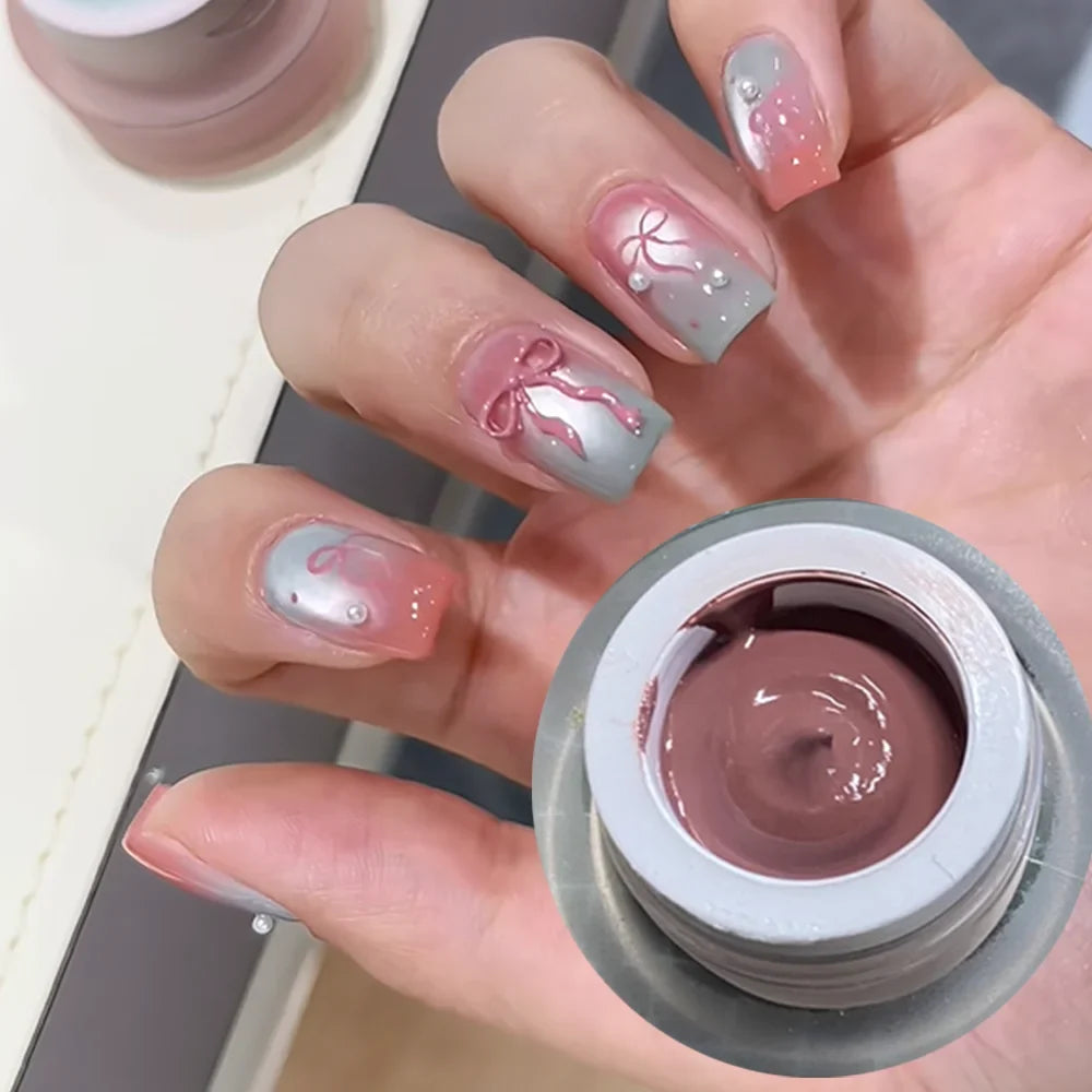 1Jar Black Pat Painting Gel Nail Polish with Air Cushion Gradient Matte Texture Nail Patting Glue Soak Off UV LED Nail Varnish 8 Blushimmer