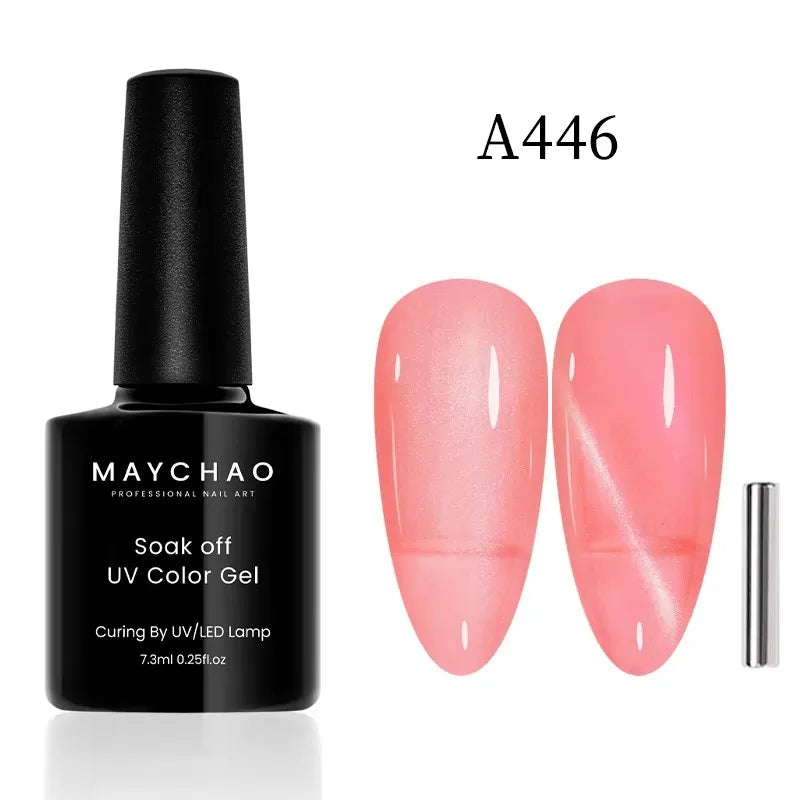 MAYCHAORomantic Galaxy Cat Eye Gel Nail Polish With Magnet Soak off UV Holographic Magnetic Rainbow Gel Polish for Nail Manicure Blushimmer