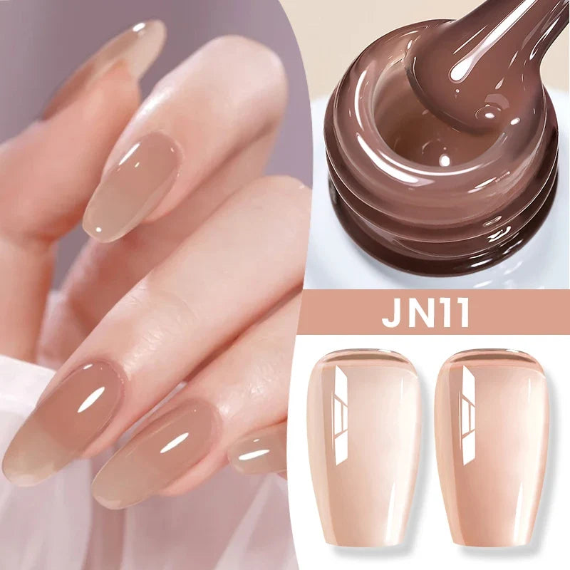 BORN PRETTY Jelly Nude Gel Nail Polish 10ml Light Pink Peach Translucent Color UV Light Cure Gel Varnish Nail Art DIY at Home Blushimmer