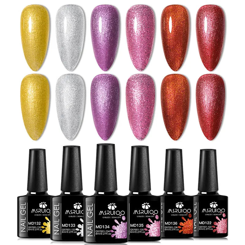 6pc Nail Gel Polish Set All-Season Ultra Pigmented Semi Permanent UV Painting Gel For Nails Salon DIY Manicure Varnish Design Blushimmer