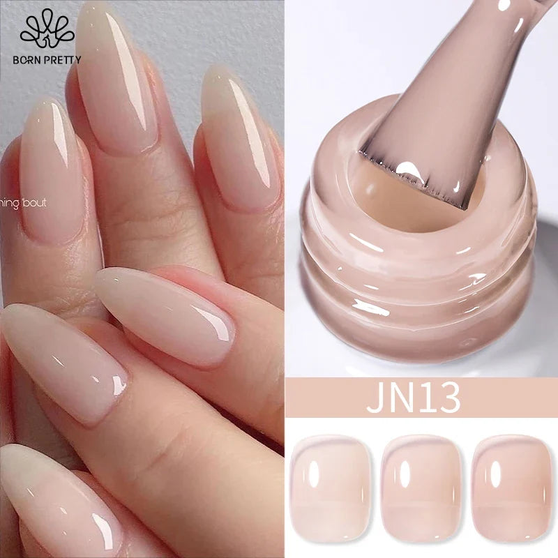 BORN PRETTY Jelly Nude Gel Nail Polish 10ml Light Pink Peach Translucent Color UV Light Cure Gel Varnish Nail Art DIY at Home Blushimmer