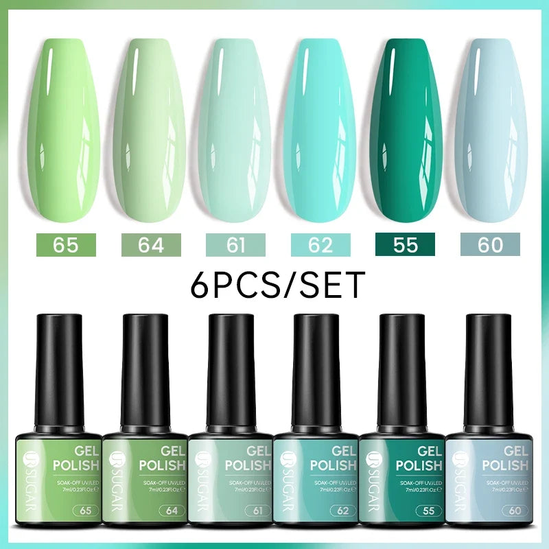 UR SUGAR 7ml All Season Gel Nail Polish Set Nude Pink Red Glitter Semi Permanent UV Gel Kits All For Manicure Soak Off Vernis Blushimmer