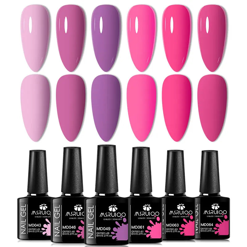 6pc Nail Gel Polish Set All-Season Ultra Pigmented Semi Permanent UV Painting Gel For Nails Salon DIY Manicure Varnish Design Blushimmer