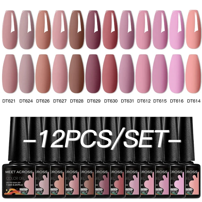 12pc All-season Nail Gel Polish Set Multicolor TPO HEMA Free Long-Lasting UV LED Nail Supplies for Women Daily & Party Wearing Blushimmer