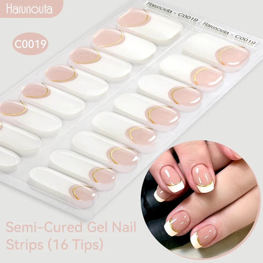Gradient Auroras Semi Cured Gel Nail Strips Sparkly Shinning DIY Gel Polish Stickers for Nails Works with UV/LED Nail Lamps Blushimmer