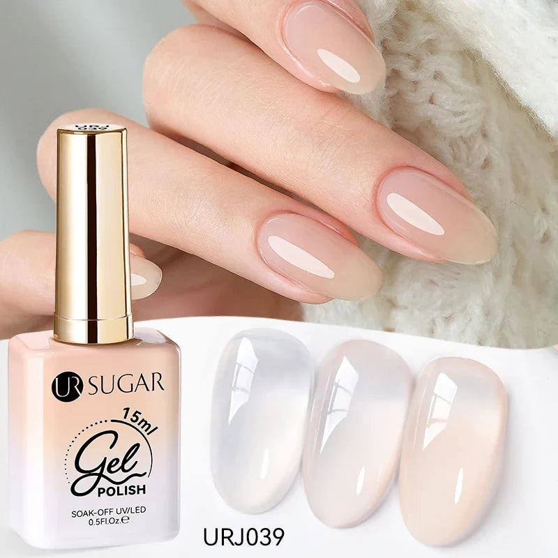 UR SUGAR 15ml Jelly Milky White Translucent Color Gel Polish Semi Permanent UV Gel Nail Art Soak Off Gel Varnish Latest Fashion Blushimmer
