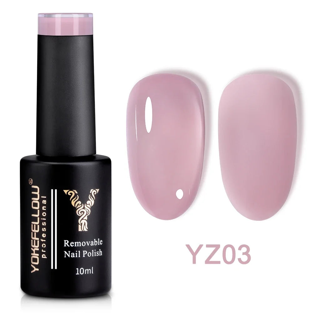 YOKEFELLOW 10ml Jelly Nude Gel Nail Polish High Quality Translucent Pink Nail Gel Varnish Soak Off UV Gel Polish Long Lasting Blushimmer