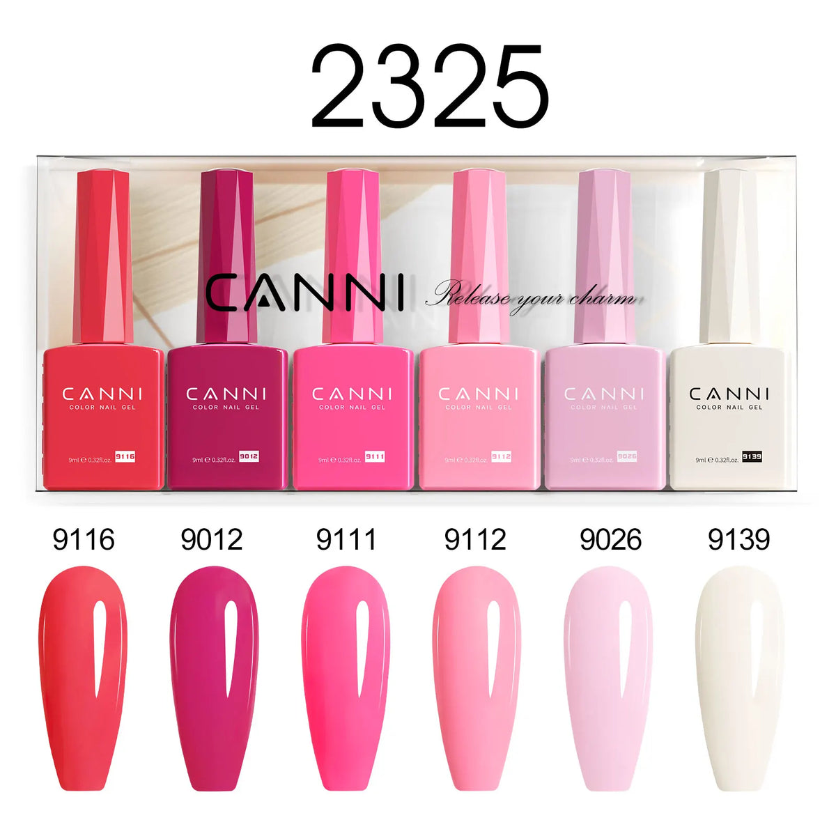6pcs*9ml CANNI HEMA FREE Nail Gel Polish Set Gorgeous Color Semi Permanent Pigmented Painting Gel Soak off UV LED Gel Nails Kit Blushimmer
