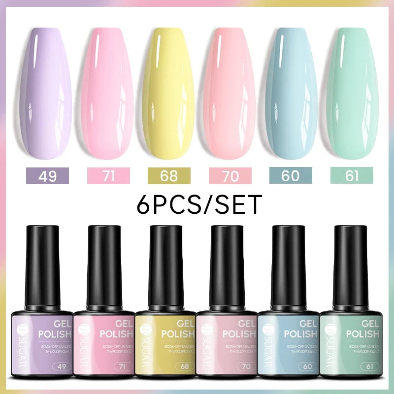 UR SUGAR 7ml All Season Gel Nail Polish Set Nude Pink Red Glitter Semi Permanent UV Gel Kits All For Manicure Soak Off Vernis Blushimmer