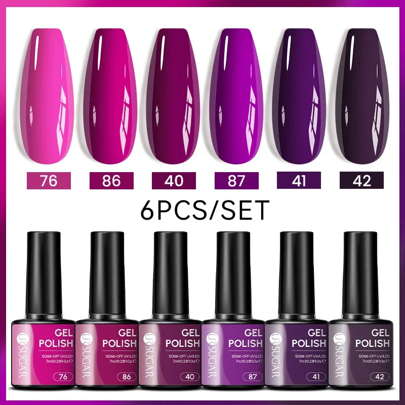 UR SUGAR 7ml All Season Gel Nail Polish Set Nude Pink Red Glitter Semi Permanent UV Gel Kits All For Manicure Soak Off Vernis Blushimmer