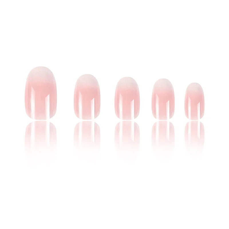 24Pcs Oval Short Pink Press on Nails Simple Ombre Spring False Nail for Sweet Sassy Cool Women&Girl Removable Wearable Nail Art Blushimmer