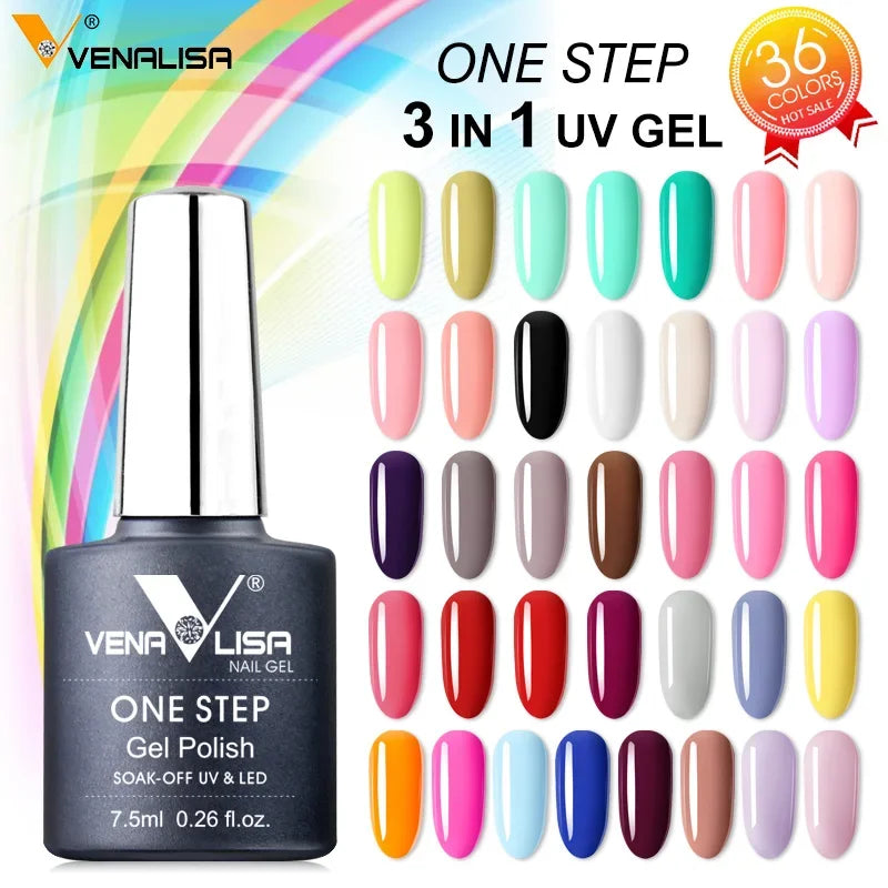VENALISA 3-in-1 UV Gel Polish One-Step Gel Lacquer Organic Soak off Nail Art Varnish for LED/UV Light New Arrival Nail Salon Blushimmer