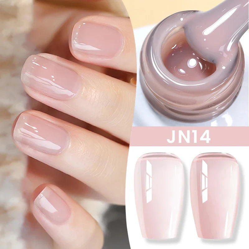 BORN PRETTY Jelly Nude Gel Nail Polish 10ml Light Pink Peach Translucent Color UV Light Cure Gel Varnish Nail Art DIY at Home Blushimmer