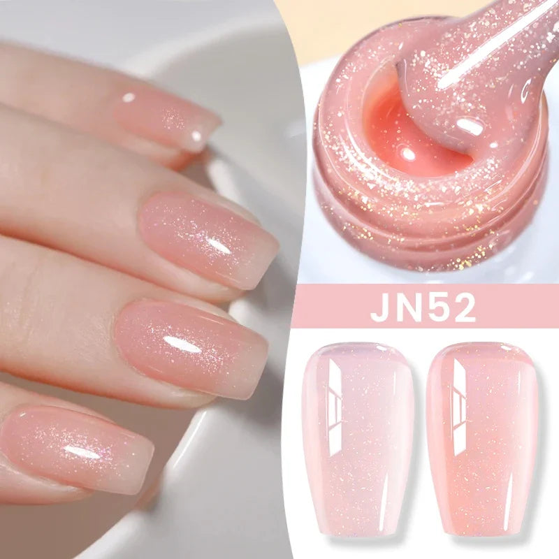 BORN PRETTY Jelly Nude Gel Nail Polish 10ml Light Pink Peach Translucent Color UV Light Cure Gel Varnish Nail Art DIY at Home Blushimmer
