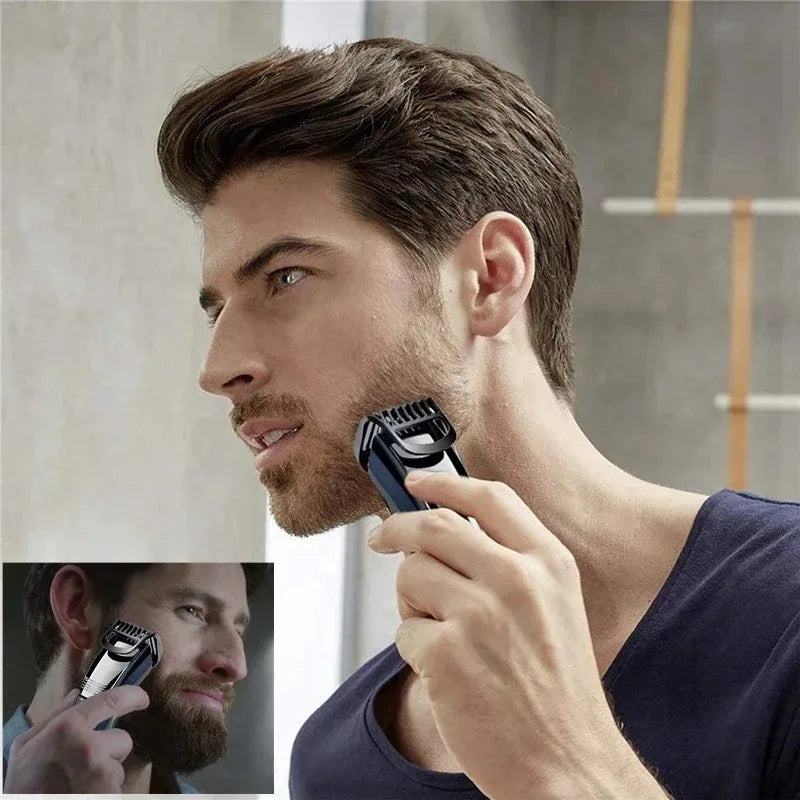 Kemei 632 0.5-10mm Adjustable Beard Hair Trimmer for Men Face Hair Cutting Machine Rechargeable Mustache Stubble Hair Clipper Noventix