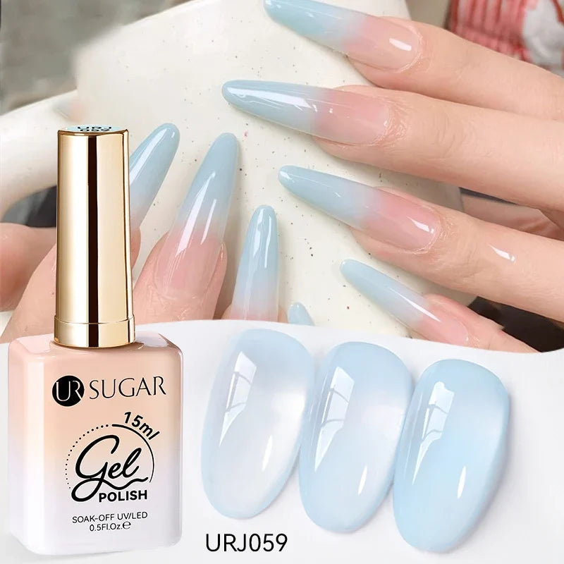 UR SUGAR 15ml Jelly Milky White Translucent Color Gel Polish Semi Permanent UV Gel Nail Art Soak Off Gel Varnish Latest Fashion Blushimmer