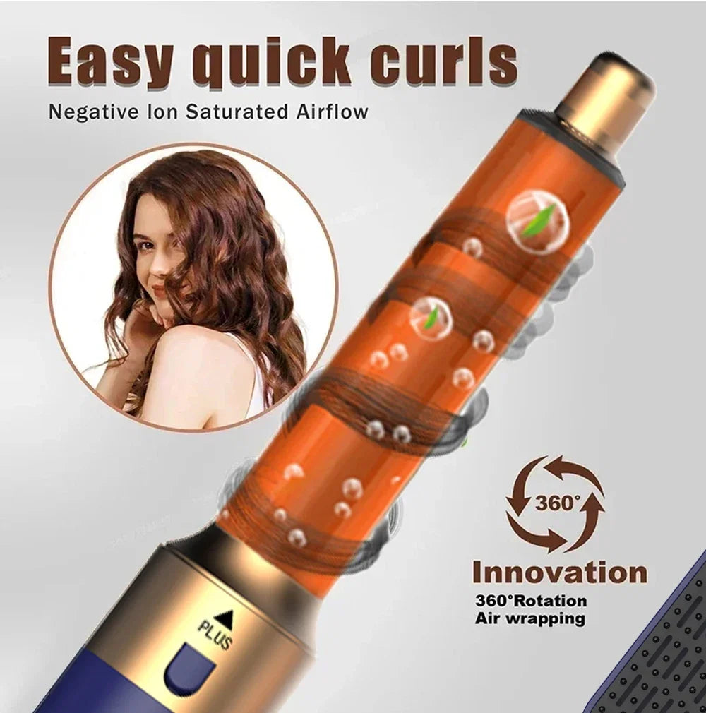 5 In 1 Styling Hair Dryer Electric Comb Negative Ion Professional Automatic Comb Curly Hair Straight Hair Comb Styling Tool Noventix