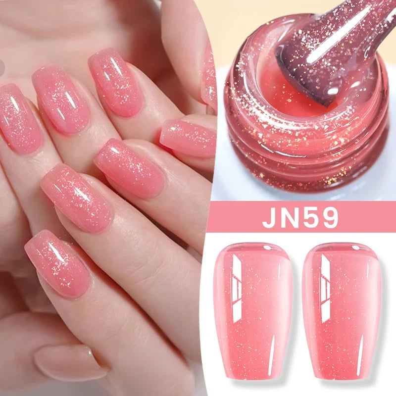 BORN PRETTY Jelly Nude Gel Nail Polish 10ml Light Pink Peach Translucent Color UV Light Cure Gel Varnish Nail Art DIY at Home Blushimmer