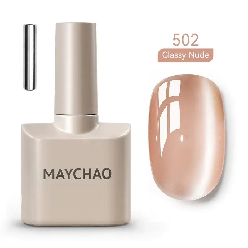 MAYCHAORomantic Galaxy Cat Eye Gel Nail Polish With Magnet Soak off UV Holographic Magnetic Rainbow Gel Polish for Nail Manicure Blushimmer