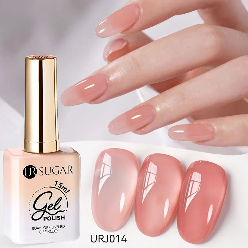 UR SUGAR 15ml Jelly Milky White Translucent Color Gel Polish Semi Permanent UV Gel Nail Art Soak Off Gel Varnish Latest Fashion Blushimmer