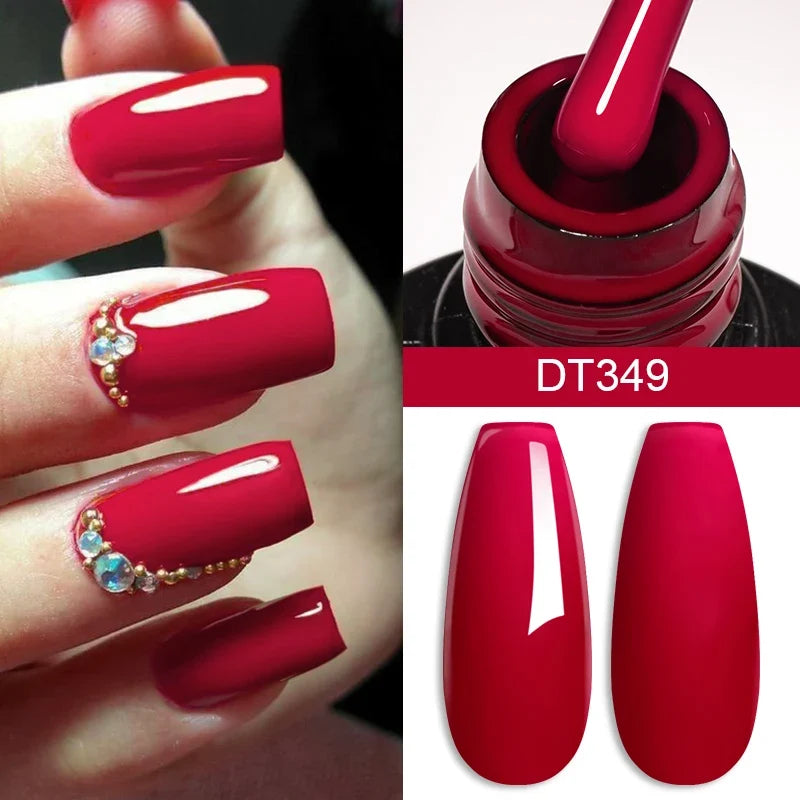 7ml Burgundy Crimson Nail Gel Polish, High Pigment, Non Streak, Long Lasting, UV LED Soak Off Nail Art Gel for Home Salon DIY Blushimmer