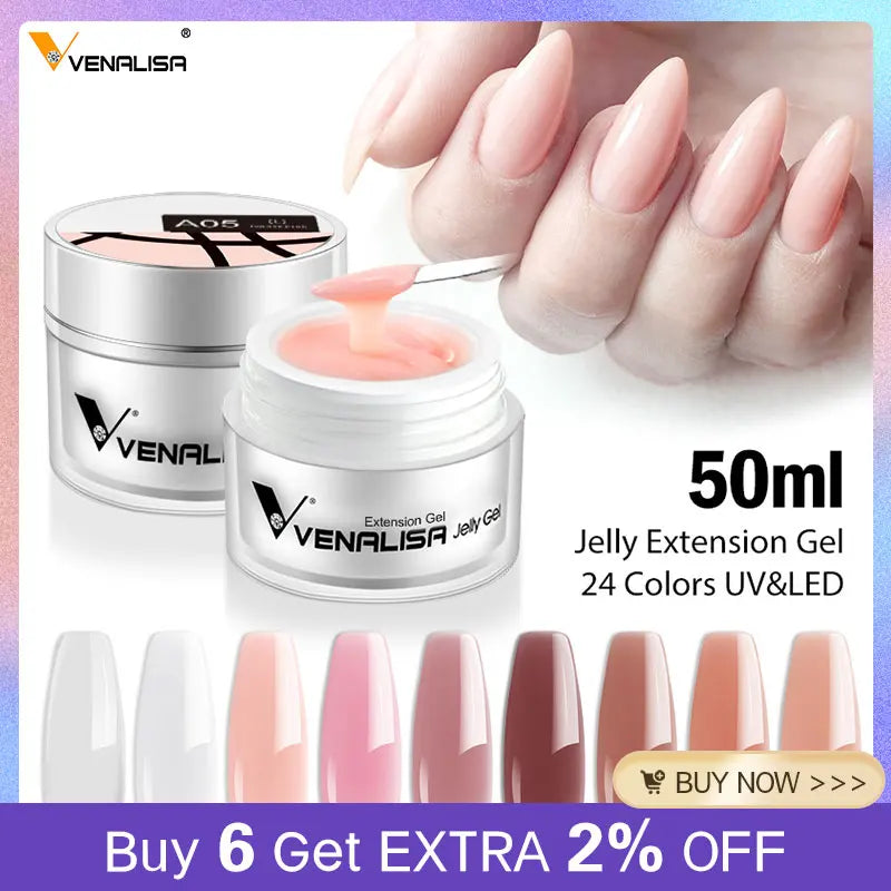 50ml TPO Free Jelly Nail Extension Gel Nail Builder French Nail Gum Venalisa Clear Natural Color Soak Off UV Construction Gel Blushimmer
