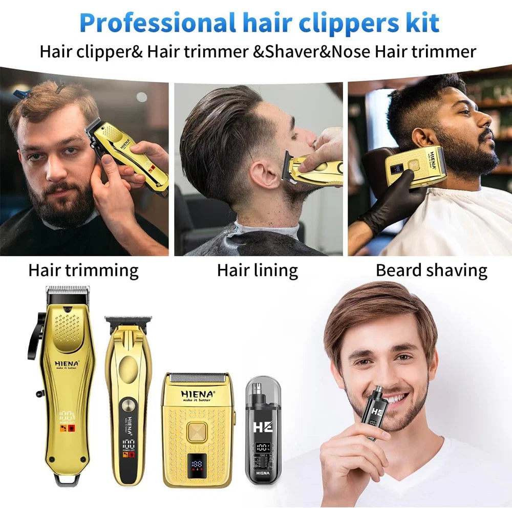 Hair Clippers for Men Professional Cordless Barber Clipper T-Blade Beard/Hair Trimmer Set Electric Razor Foil Shaver Nose Tr Noventix