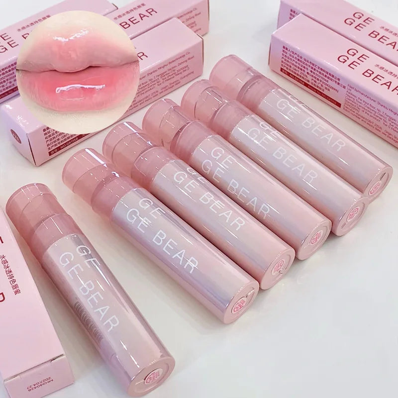 Gege Bear Water Gel Lip Gloss — Hydrating, Crystal-Clear Shine with Long-Lasting Color and Natural Finish Blushimmer